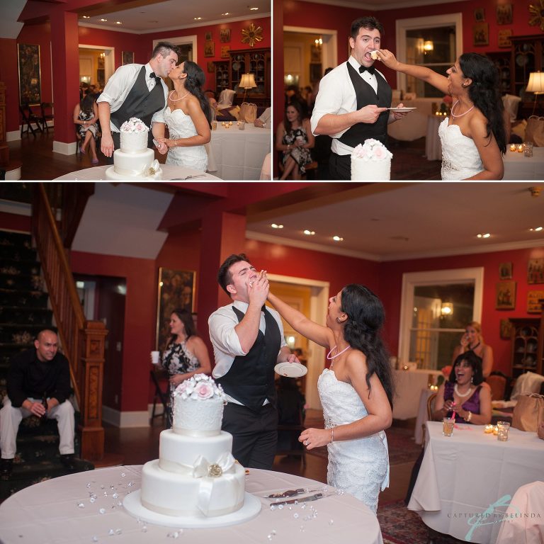 courtyard at lake lucerne wedding reception cake cutting