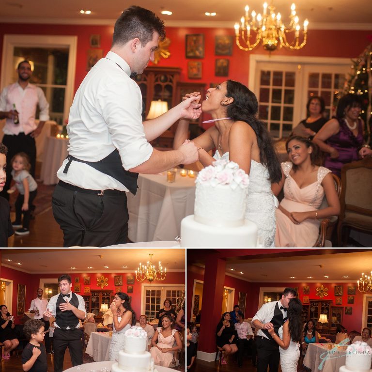 courtyard at lake lucerne wedding reception cake cutting