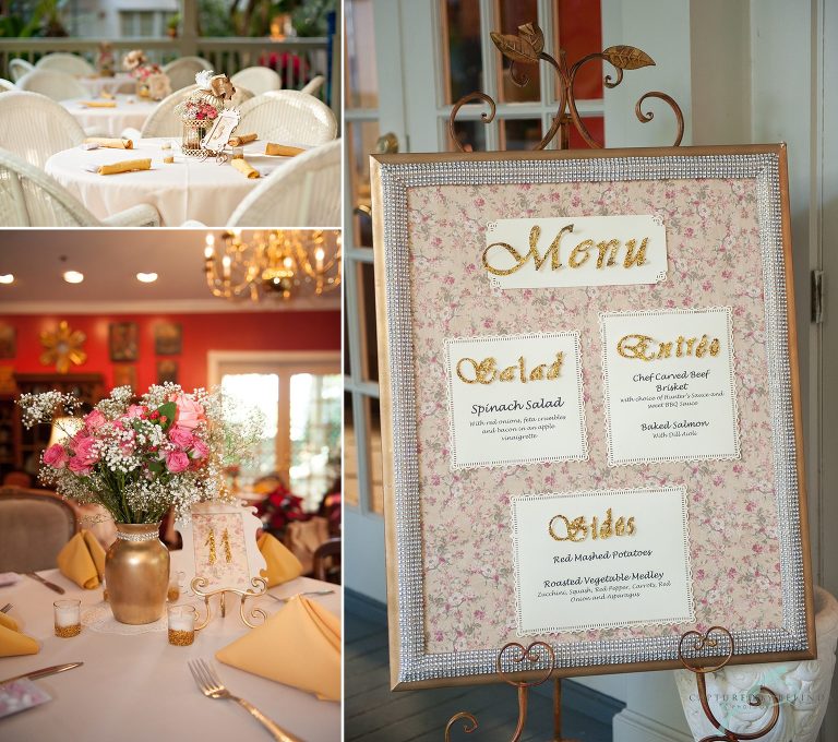 courtyard at lake lucerne wedding reception details