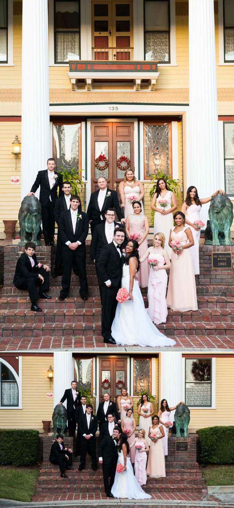 courtyard at lake lucerne wedding bridal party