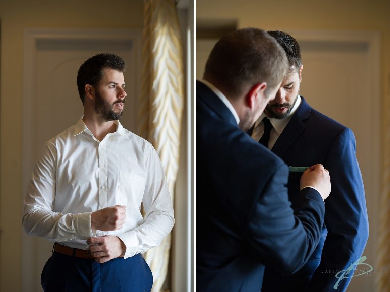 Hollis Gardens Wedding groom details