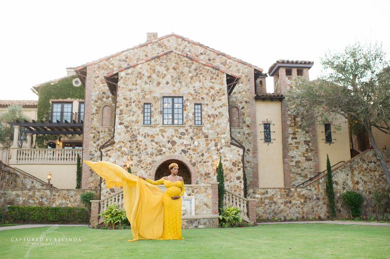 Deidra poses in flowy dress at Bella Collina