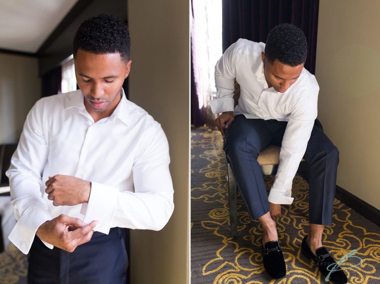 bride getting ready and details citrus club wedding