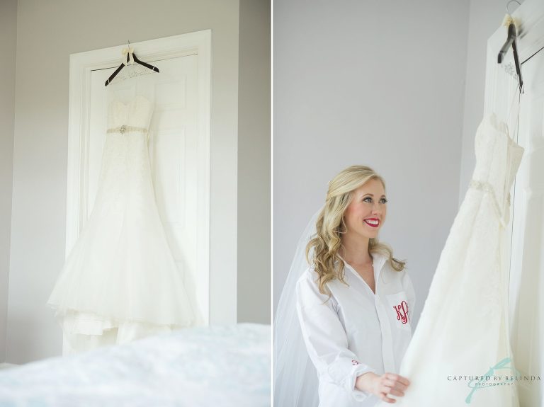 bride getting into her dress 