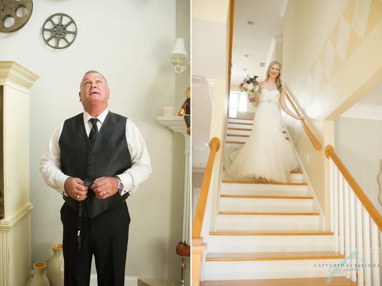 brides first look with her father 